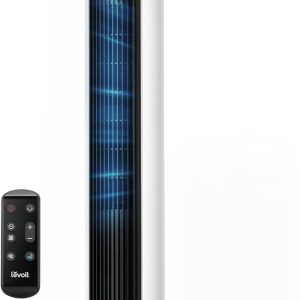 Levoit Tower Fan for Bedroom, 28ft/s Fans that Blow Cold Air, 28dB Quiet | Standing Floor Fan for Room, 90° Oscillating, 5 Speeds 4 Modes & Temp Sensor, Bladeless, 12H Timer, Remoter, 36 inch, White