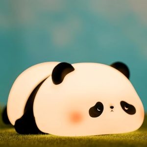 ATSUI Cute Panda Night Light, LED Squishy Novelty Animal Night Lamp, Food Grade Silicone 3 Level Dimmable Nursery Nightlight for Desk Decor, Funny Gifts Stuff for Boys Girls Baby, White Elephant Gifts