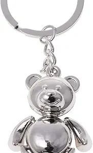 Metal Movable Bear Keychain Nice Car for Key Ring Fashion 3D Animal Keyring Lucky Charm Hanging Pendant Gift for Men & W Alloy