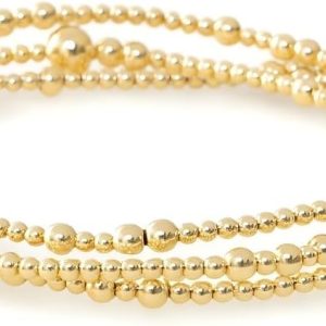 Gold Bracelets for Women, Beaded Cross Stack, Non Tarnish Set,Set-1 | Gold Beaded Bracelet Stack with Stretch Fit, Waterproof Finish and Dainty Design for Everyday Wear and Gifts