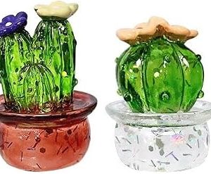 4Pcs Mini Cactus Figurines Ornaments Desktop Craft Car Inner Ornaments Adornment Cute Miniature Plant for Home Office Decoration(4Pcs/Set)
