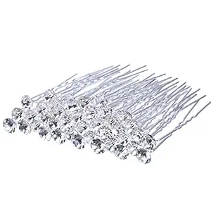 40 Pcs Bridal Wedding Hair Pins, U Shaped Rhinestone Hair Clips, Crystal Silver Wedding Hair Jewellery Hair Styling Accessories, Diamante Hair Clips for Women Girls Bridesmaids Prom()