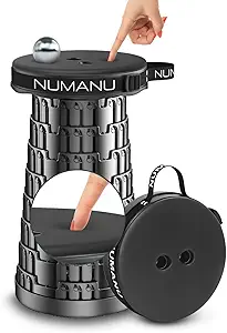 Padded Collapsible Stool for Adults, Portable Folding Seat, 620 lbs | Padded Heavy-Duty Stool, Telescoping 2.5-18in Adjustable, Retractable & Lightweight; Travel, Sports, Camping, Seniors, Work