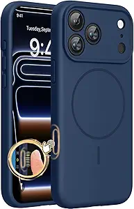 miracase Magnetic for iPhone 17 Pro Case, Compatible with MagSafe, Integrated Silicone Camera Control Cover, 3.0mm Thicken Shockproof Drop Protection Phone Case for 17 Pro,Dark Blue