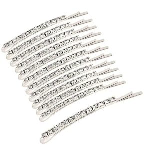 12 Pieces Rhinestone Bobby Pins, Silver Metal Hair Clips Diamond Bobby Pins Crystal Hair Pin for Prom Bridal Wedding Hair Accessories Gift Stocking Stuffers for Women Girls