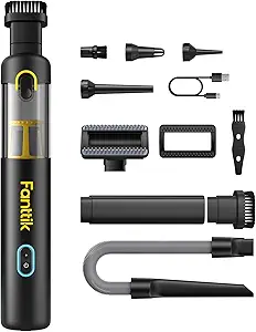 Fanttik Slim V8 APEX Cordless Car Vacuum & Air Duster, 4-in-1 Portable Mini Vacuum with 19000pa Suction Power for Pet Hair, Type-C Charge, One-Touch Empty for Car, Office Desk, Keyboards (Black)