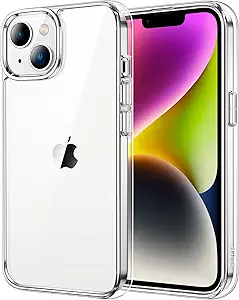 JETech Case for iPhone 14, Anti-Yellowing, Clear | Shockproof Protection, Scratch Resistant Hard PC Back, Durable Transparent TPU Bumper