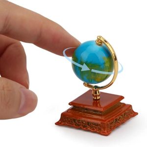Dollhouse Accessories 1/12 Miniature Globe Mini World Globe Rotating Design | Tiny stuff ornament for mini house living room, bedroom, study. Desktop decoration display, photography props, art projects