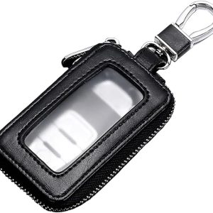 vvag Premium Car Key Fob Case Genuine Leather Car Smart Key fob Holder Car Remote Keychain Bag Universal