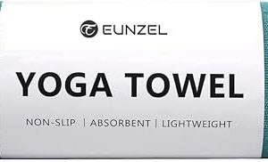 Eunzel Hot Yoga Towel - Microfiber Non Slip Yoga Mat Towel with Grip Dot Sweat Absorbent Towel for Hot Yoga, Pilates and Fitness 72" x 24", Dark Cyan/Orange