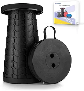 Upgraded Folding Stool Lightweight Yet More Sturdy with Load Capacity 400lbs Portable Collapsible Stool for Camping Fishing Hiking BBQ (Black)