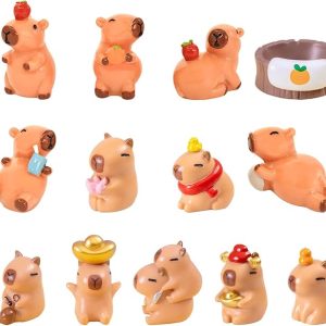 Capybara Figurines, Mini Capybara Resin Figurines 13 Piece Set, Capybara Car Dashboard Ornament, Ornament for Desktop Tabletop