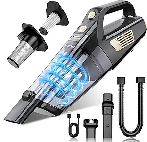 CKIKH Handheld Vacuum Cordless, 15000PA Hand Held Car Vacuum Cleaner | Strong Suction, Portable, Multi-Nozzles & Washable Filter, Lightweight Rechargeable, For Home, Car, Office, Pets
