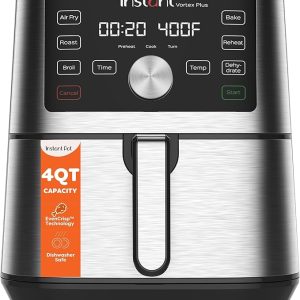 Instant Pot 4QT Vortex Plus 6-in-1 Mini Air Fryer, Custom Program Options, Crisps, Broils, Roasts, Dehydrates, Bakes, Reheats, 100+ In-App Recipes, Stainless Steel,4 Quarts
