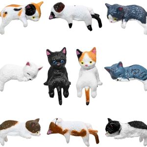 10PCS Mini Resin Cat Figurines Cute Car Dashboard Desk Decor Ornaments | Lovely small cat decorations fit rear view mirror and computer monitor, exquisite desktop ornaments and Funny Gifts