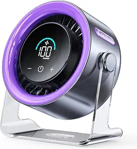 USB Desk Fan for Bedroom: 100 Speeds Digital Display Quiet Portable Fan with Turbo Airflow, 120° Rotating Small Rechargeable Battery Desktop & Wall-Mounted Fans for Bedroom Home Office