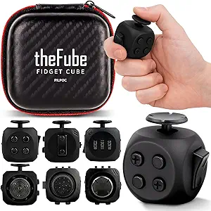 PILPOC theFube Fidget Cube, Stress Relief Infinity Cube for Adults & Kids | 6-Sides Boost Concentration, Mindfulness Aid, Silent & Audible Modes, Stocking Stuffers for Boys, Kids and Adults (Midnight)