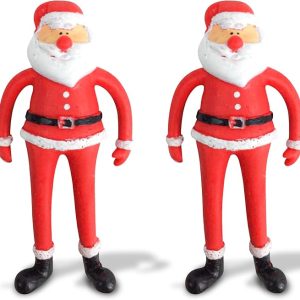 Quebec Playwrite Stretchy Father Christmas – Unique Holiday Stocking Stuffer & Stocking Filler, Fun Kids Christmas Stocking Stuffers, Festive Surprises, Christmas Eve Gifts 12cm (Pack of 2)