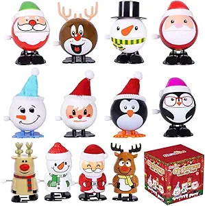 12pcs Christmas Stocking Stuffers Wind Up Toys for Party Favors | Christmas Toys for Christmas Party Favors Christmas Goody Bag Filler