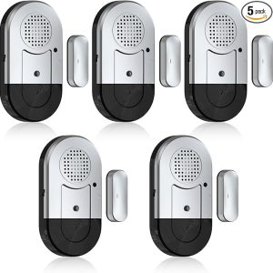 Door Window Alarm Sensors, 5 Pack, 125dB, Volume Control | 125dB wireless sensors alert when doors or windows open, with adjustable volume, easy installation and long battery life
