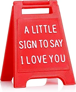 Romantic Mini Desk Sign with “I Love You” Message – Valentine’s Day & Romantic Anniversaries Gift for Her or Him – Cute Freestanding Love Keepsake - Premium Plastic Solid Freestanding Desk Sign