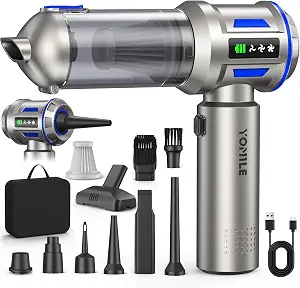 Yomile Mini Vacuum Cleaner, 2 in 1 27000PA Brushless Car Vacuum Air Duster 9000mAh Battery Air Blower Wireless Handheld Vacuum for Car,Office and Home