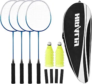 HIRALIY Badminton Rackets Includ 2/4 Rackets, 6/12 Birdies, 1 Carrying Bag | 2/4 Badminton Rackets Set for Backyards, Badminton Set, Outdoor Game for Adult Family Beginner