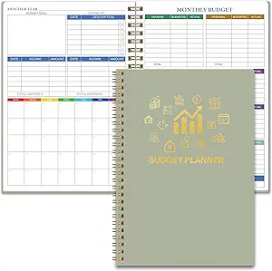 Monthly Budget Planner, 14-Month Undated Financial and Bill Organizer | Full-Page Calendars, Daily Expense, Debt & Savings Tracking, Financial Goals, Monthly Budget Reviews, Portable A5 Size