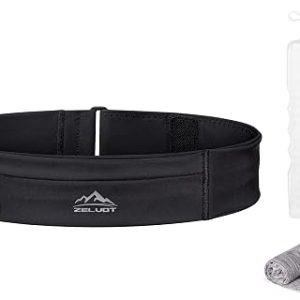Running Belt with 500ml Water Bottle, Adjustable Waist Pack | 3 Pockets, Phone Holder, Extension Strap, Gym Towel, Waterproof Design, Reflective Details, for Jogging Hiking Marathon