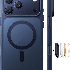 TORRAS Magnetic Shockproof for iPhone 17 Pro Case, Camera Control, Blue | Fit for MagSafe, Military-Grade Protection, Translucent Slim Case for iPhone 17 Pro Phone Case Anti-Fingerprint, Deep Blue