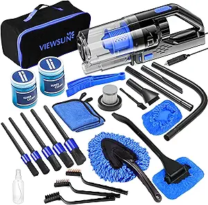Car Cleaning Kit, Car Interior Detailing Kit with High Power Handheld Vacuum, Detailing Brush Set, Windshield Cleaner, Cleaning Gel, Complete Auto Accessories for Men, Women