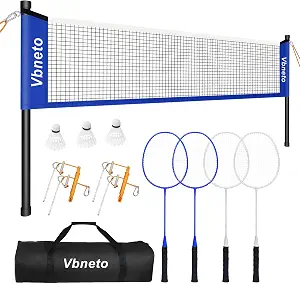 Badminton Set, Portable Outdoor Anti-Sag System – Official 20ft x 5ft Easy Setup Durable Net with 4 Rackets, 3 Shuttlecocks & Carry Bag for Backyard, Lawn or Beach Fun