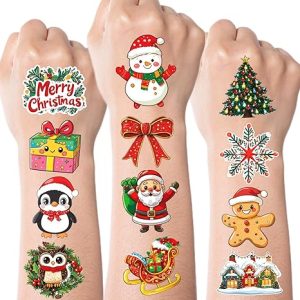 JCFIRE Christmas Temporary Tattoos for Kids Stocking Stuffers, Waterproof Tattoo Stickers Christmas Party Favors, Stocking Stuffers for Kids Toddlers Teens Boys Girls, Goodie Bag Stuffers
